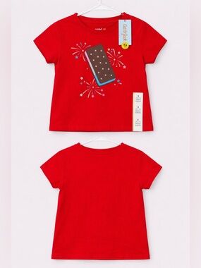 Cat & Jack Red Fireworks Graphic Tee Girls Size Small (6-7) NWT